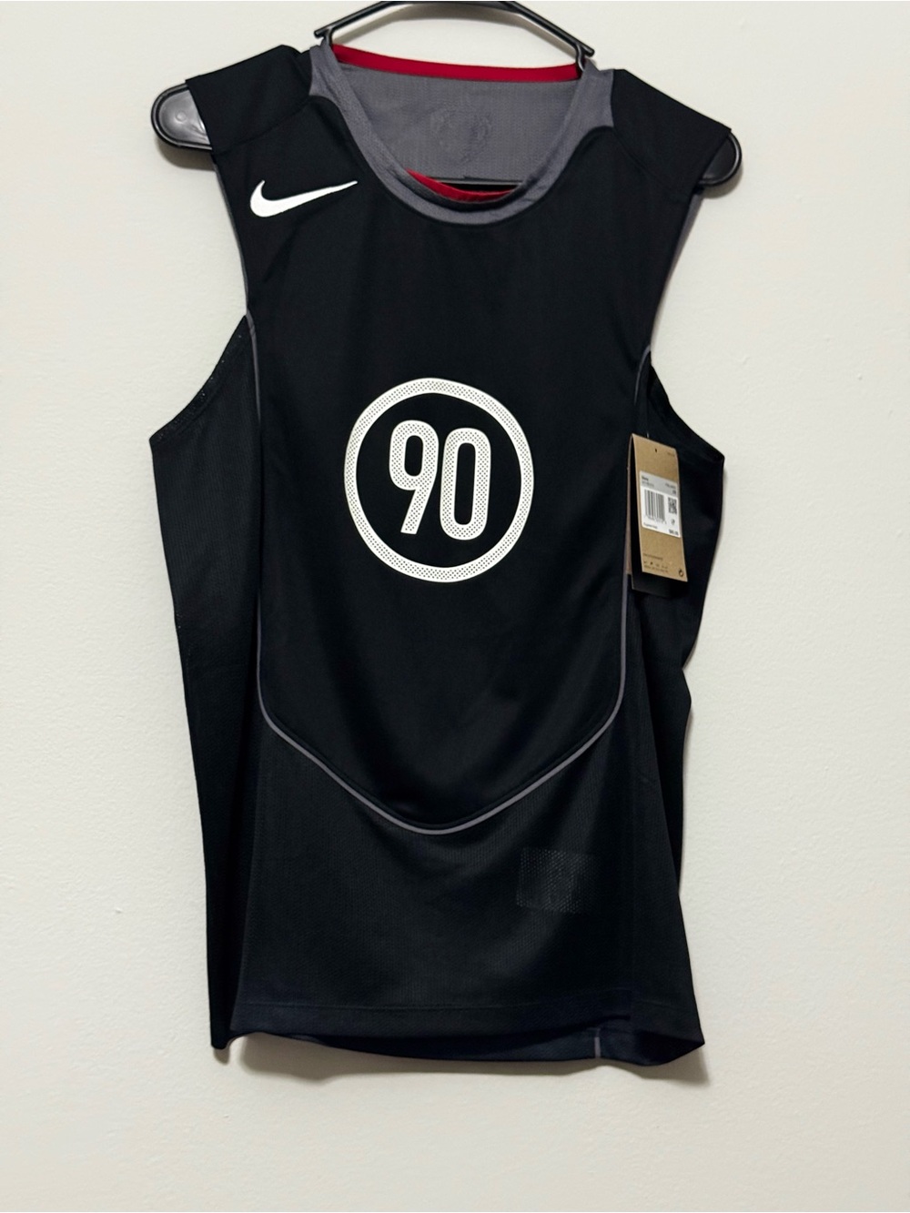 Nike Black Tank Top with White 90 Logo and Gray Trim Men’s